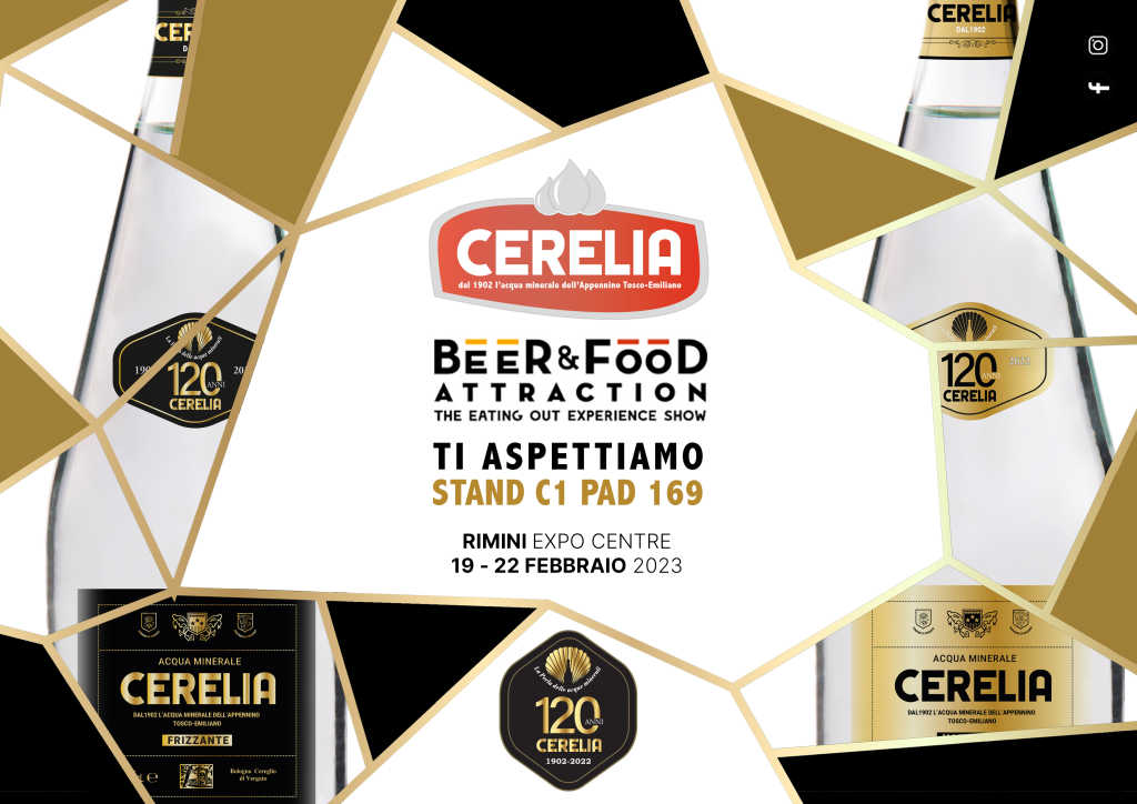 Acqua Cerelia sarà al Beer&Food Attraction 2023: dal 19 al 22 Febbraio a Rimini